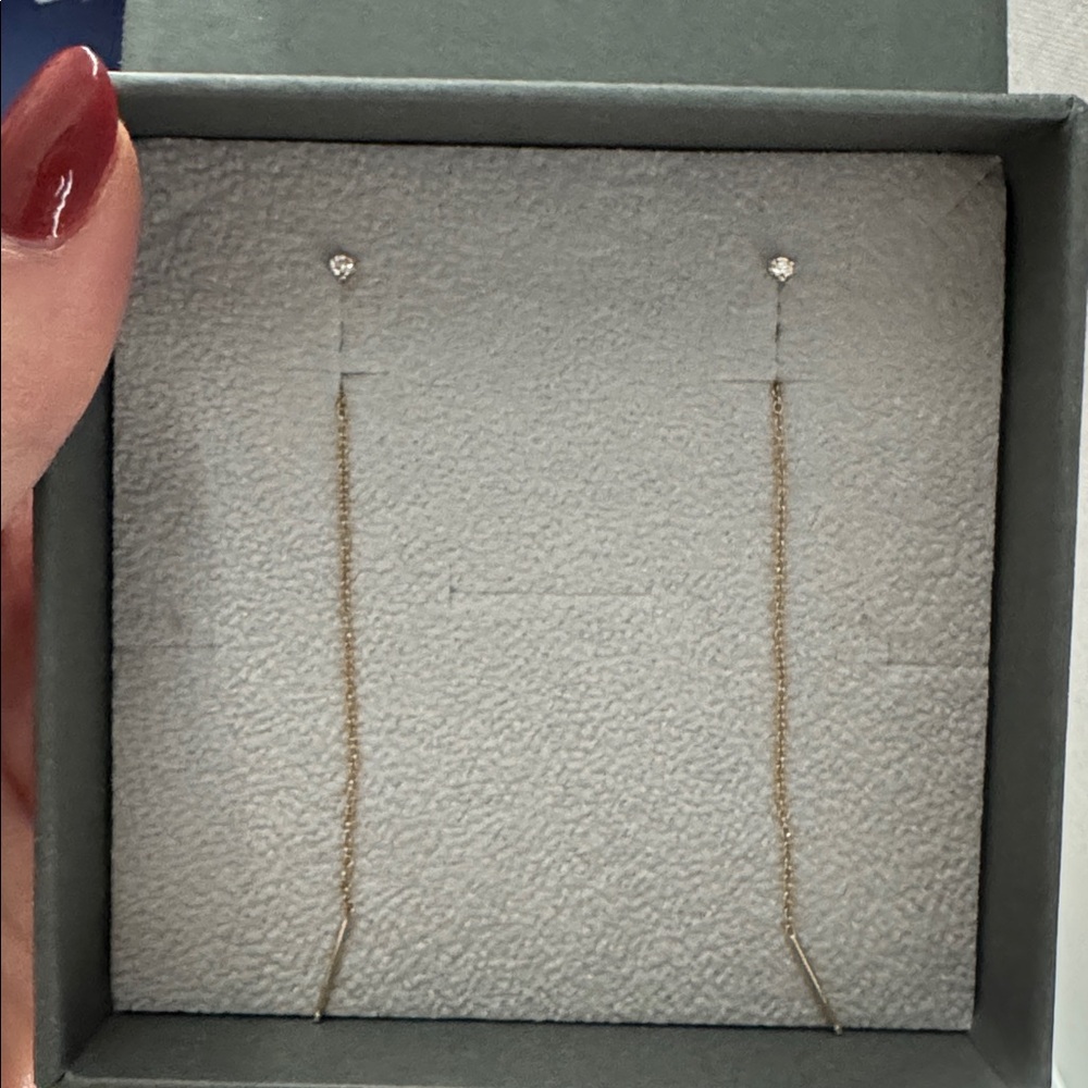 Zoe Chicco Gold Diamond Threader Drop Earrings - Picture 4 of 5